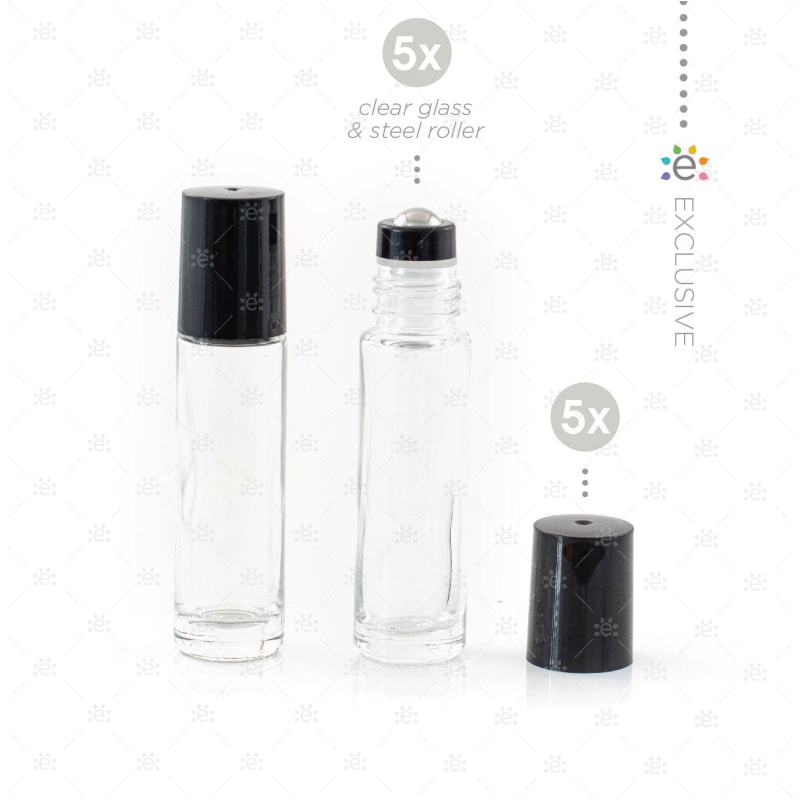 10 ml Heldere Roller Fles Midnight Black (5 stuks)