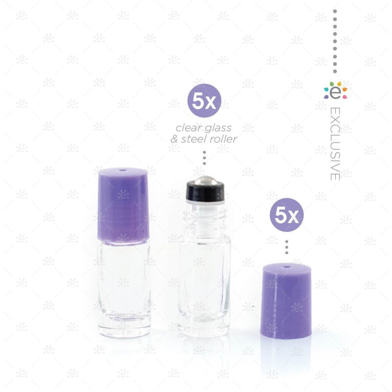 5 ml Heldere Roller Fles Amethist Purple (5 stuks)