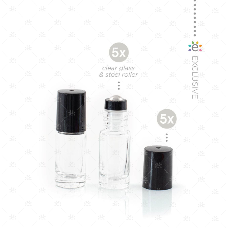 5 ml Heldere Roller Fles Midnight Black (5 stuks)