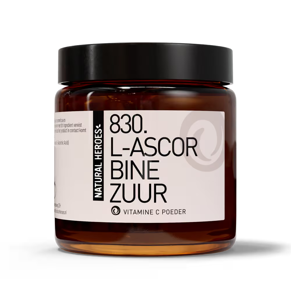 Natural Heroes L-Ascorbinezuur 100% vitamine C poeder voor DIY huidverzorging en cosmetica.