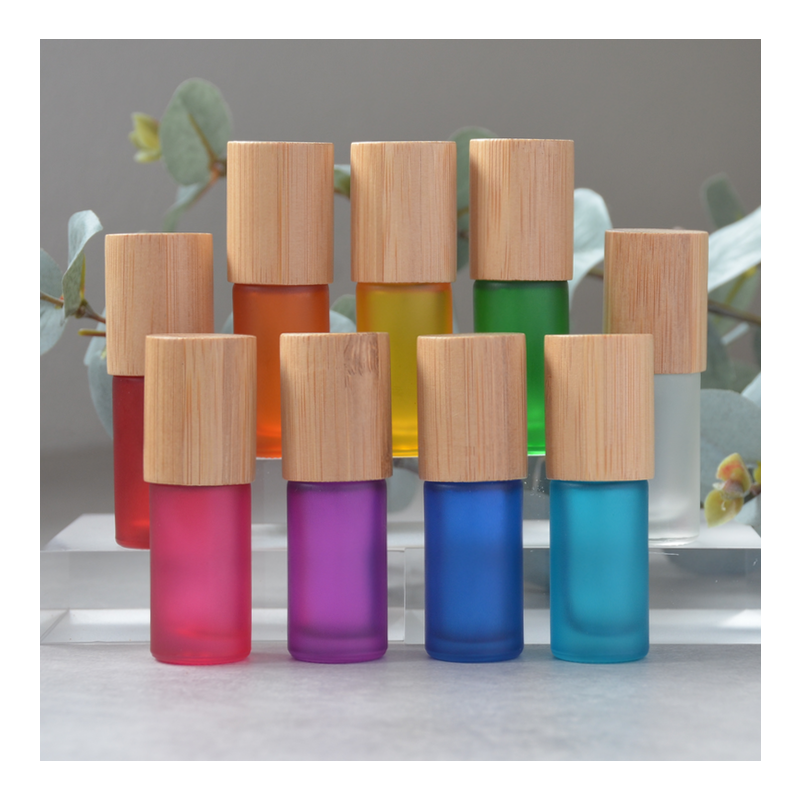 5 ml Frosted Rollers 9 stuks Gekleurd met Bamboe Doppen
