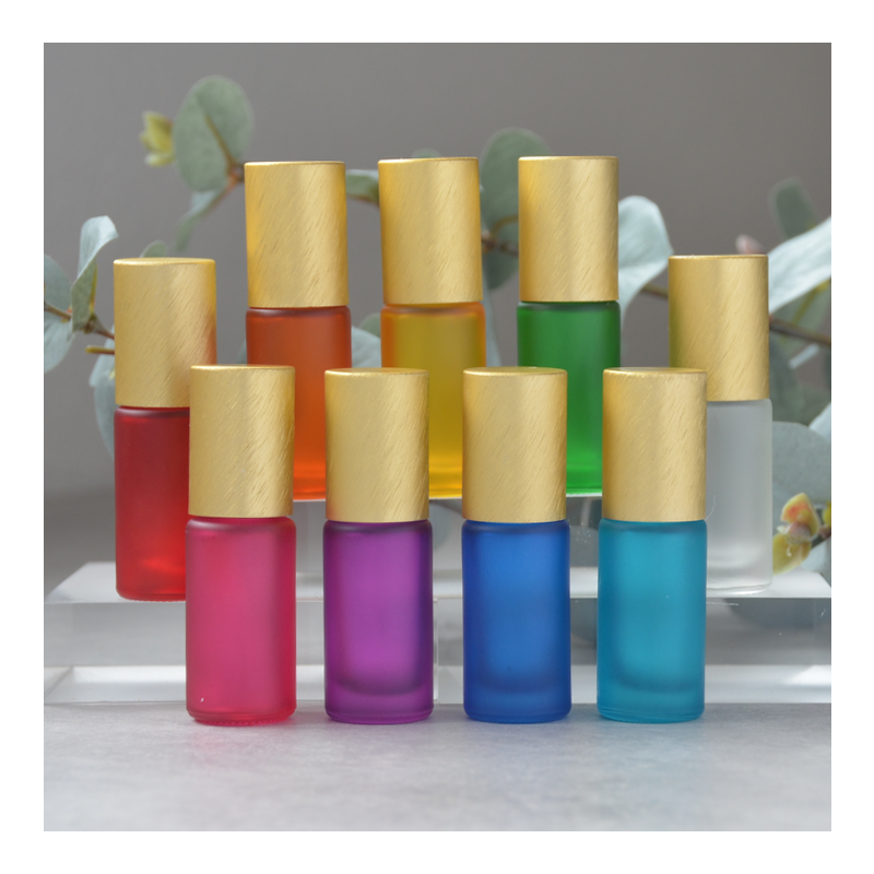 5 ml Frosted Rollers 9 stuks Gekleurd met Goud / Gele Doppen