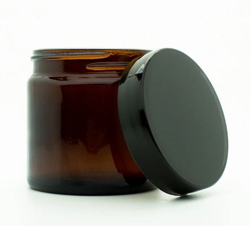 60ml Glazen Amber Potje met Zwarte Deksel (3 stuks)