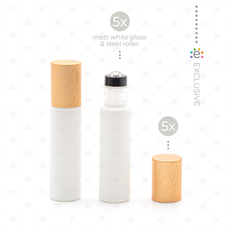 10 ml Frosted Roller Fles Wit Metallic Oranje (5 stuks)