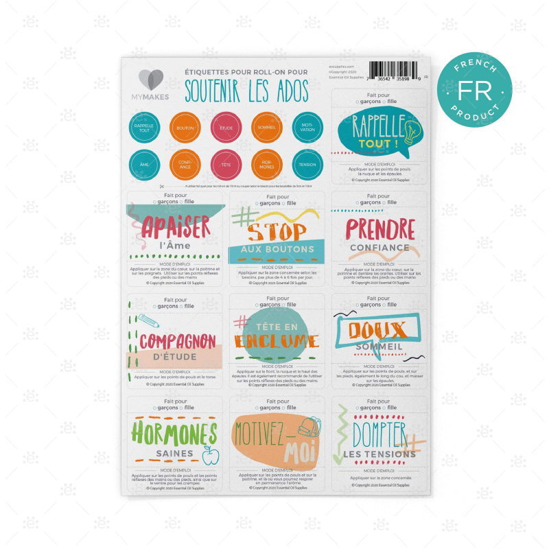Mymakes:  Supporting Teens - Label Sheet French Labels